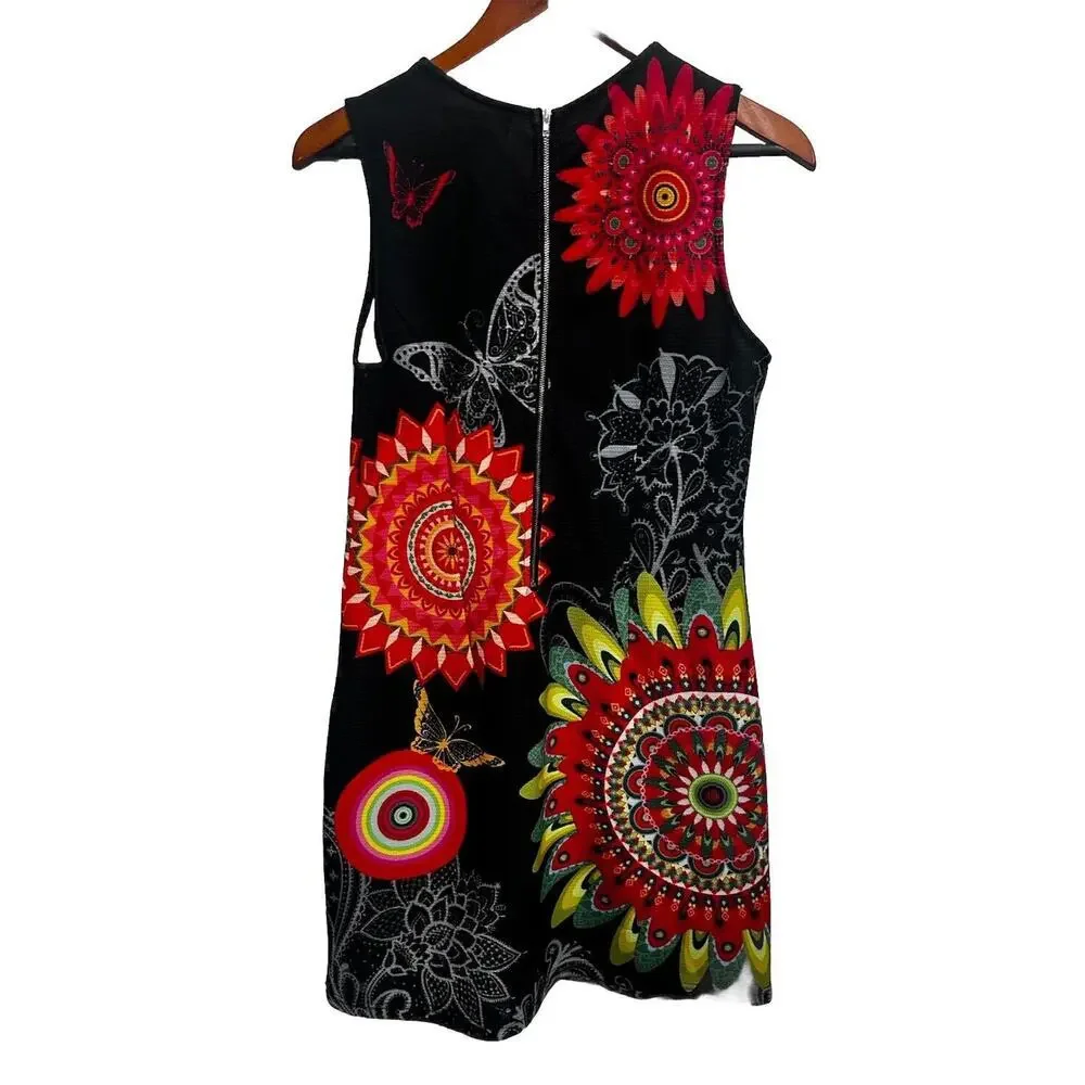 Papillon 60’s Dress Womens Medium Sleeveless Rhinestones Butterfly Colorful - Picture 2 of 8